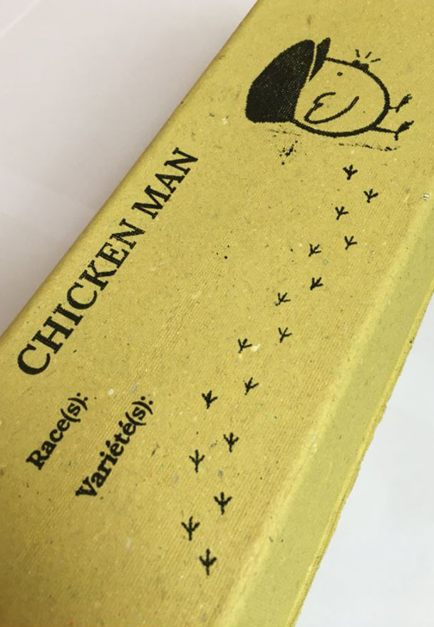 Packaging boite Chicken Man Illustration boite à oeufs